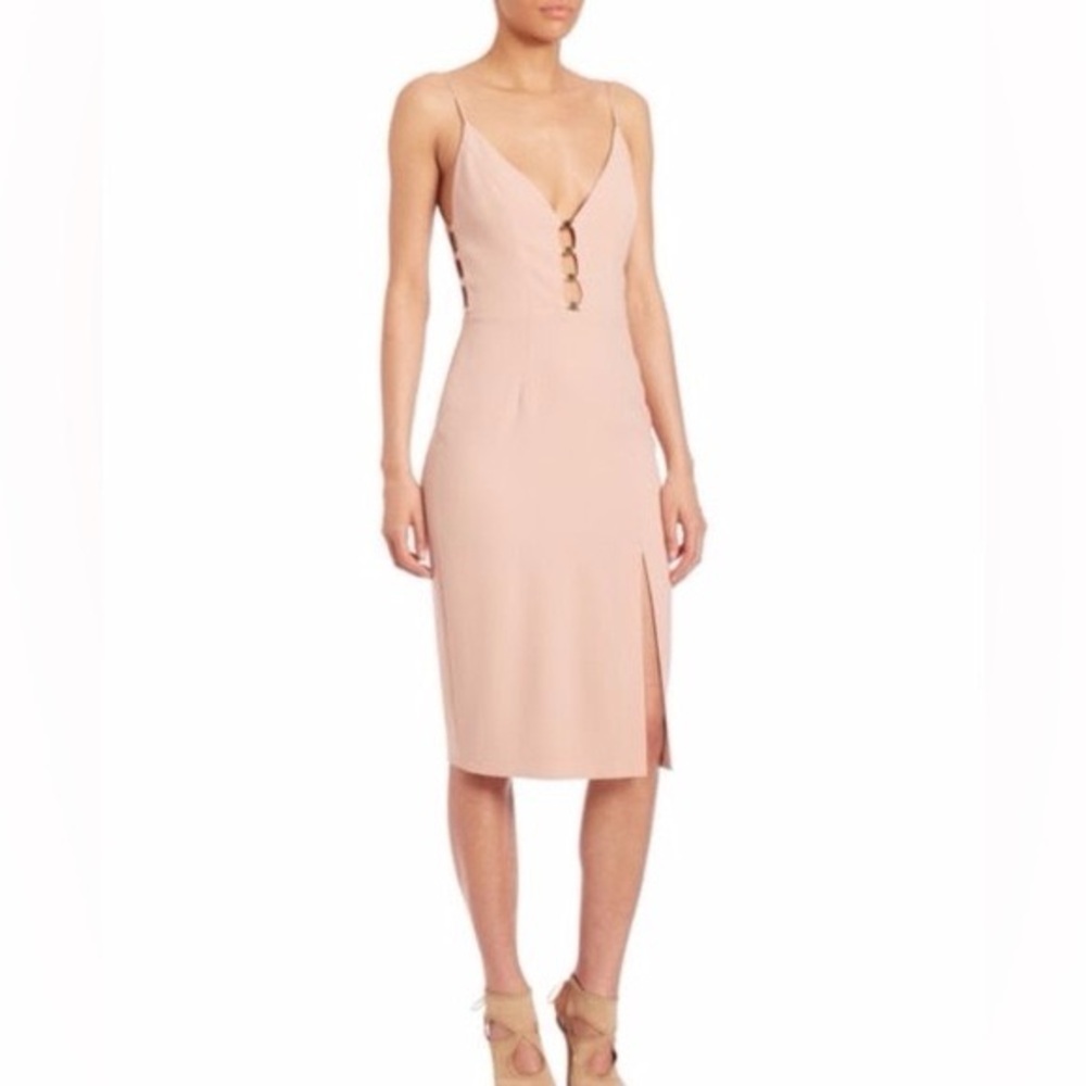 Zimmermann Crepe Link Midi dress in color Lily Pink, size 1